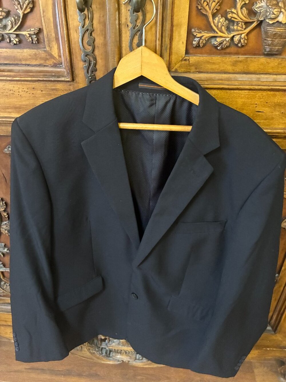 Voeut Homme Black Polyester Two Button Blazer Jacket Men Size UK 58R Classic.